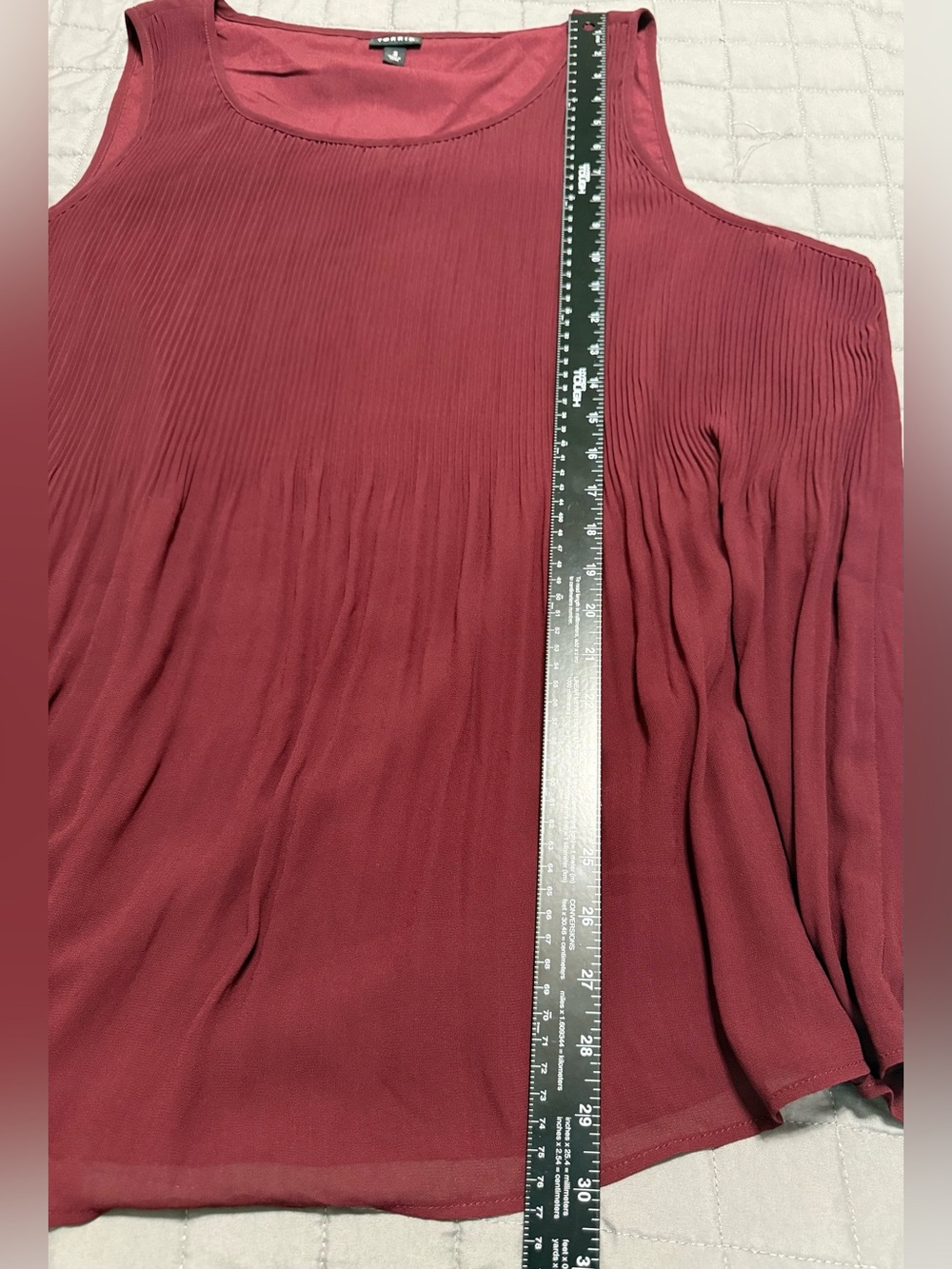 Torrid Tank Top 3X Burgundy Red Peplum Stretch Rib Knit Women's Sleeveless Shirt - Picture 5 of 5